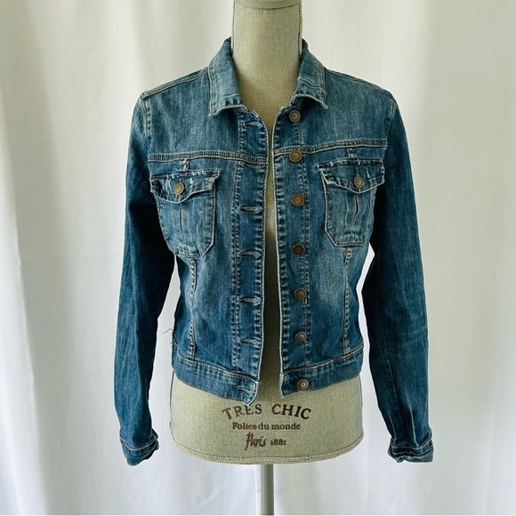 Kut from the Kloth Jackets & Blazers - Kut from the Kloth Womens Classic Distressed Medium Wash Denim Jean Jacket SZ M